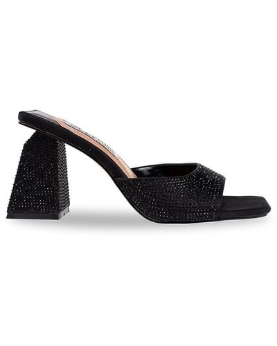 Lady Couture Reese Rhinestone Block Heel Sandals - Black