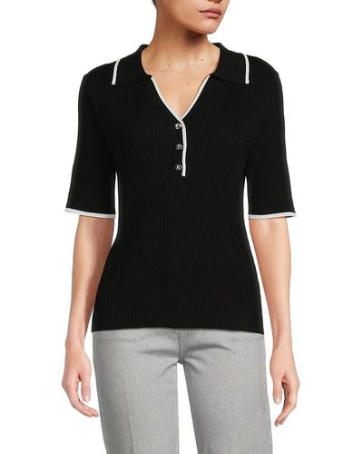 Saks Fifth Avenue Contrast Trim Sweater - Black