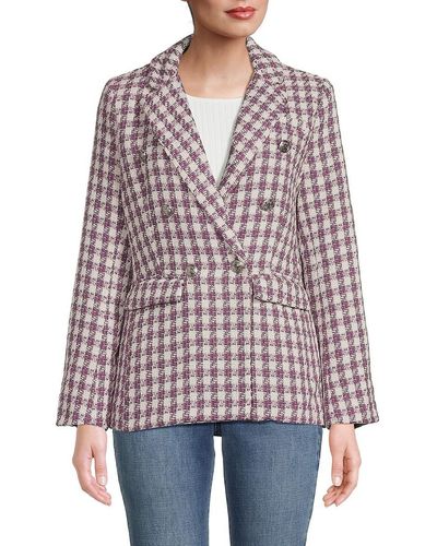 Ellen Tracy Bouclé Double Breasted Blazer - Red