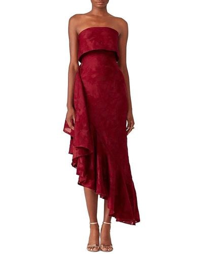 C/meo Collective Ember Strapless Ruffle Midi Dress - Red