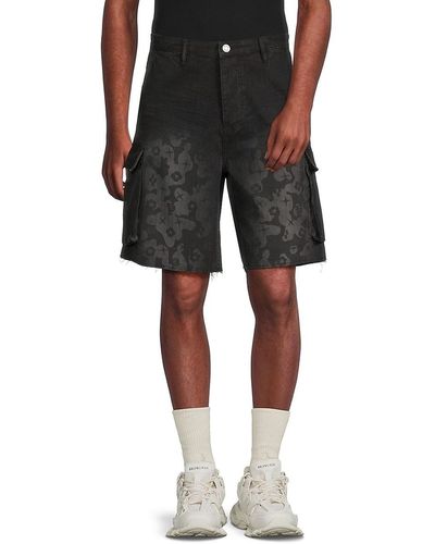 Purple Brand Relaxed Fit Camo Cargo Shorts - Black