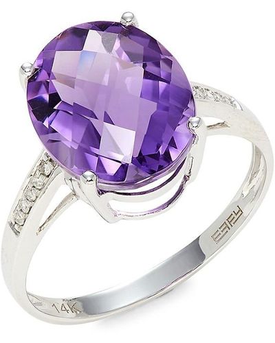 Effy 14k White Gold, Amethyst & Diamond Ring/size 7 - Purple
