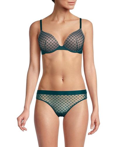 Wolford Logo Embroidered Push Up Demi Bra - Green