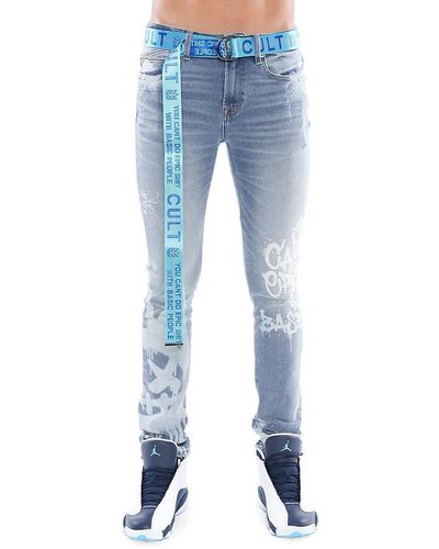 Cult Of Individuality Print Super Skinny Jeans - Blue