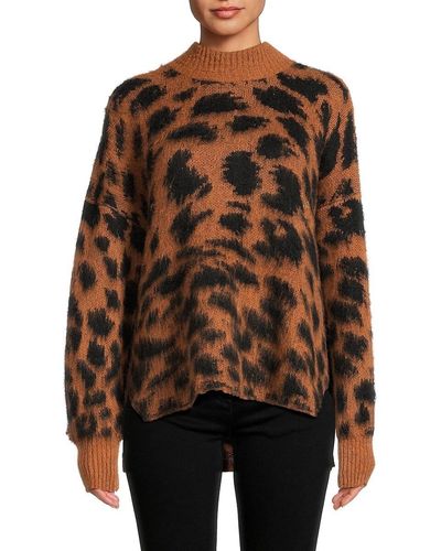 BOSS Fellyna Leopard Alpaca Blend Sweater - Brown