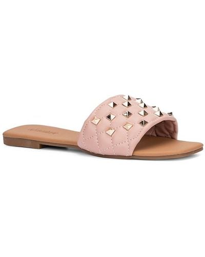 Olivia Miller Shelly Studded Quilted Sandals - Pink
