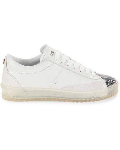 Roberto Cavalli Low Top Leather Platform Sneakers - White