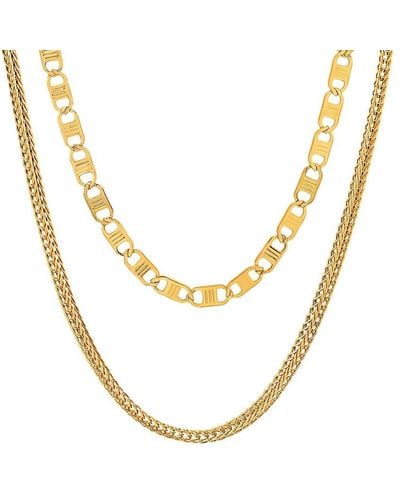 Anthony Jacobs Double Layered Chain Necklace - Metallic