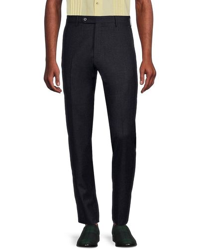 Zanella Noah Wool Flat Front Trousers - Black
