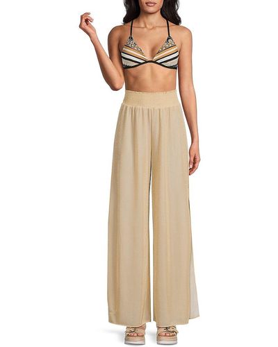 Ramy Brook Athena Flat Front Side Slit Trousers - Natural