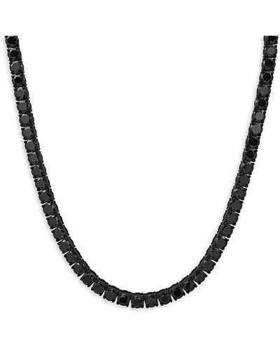 Anthony Jacobs Black Ip Stainless Steel & Simulated Diamond Tennis Necklace - Metallic