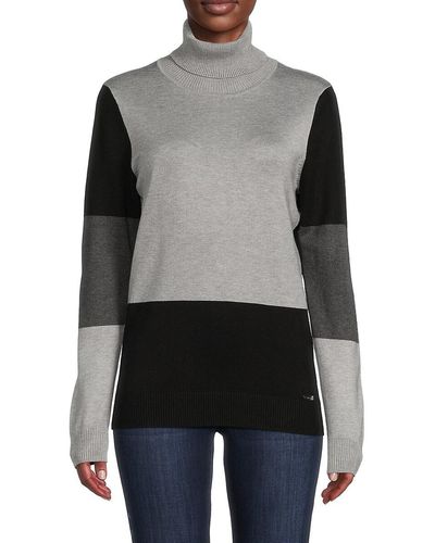 Calvin Klein Colorblock Turtleneck Sweater - Blue