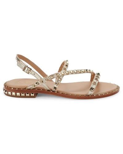 Ash Studded Leather Strappy Sandals - Natural