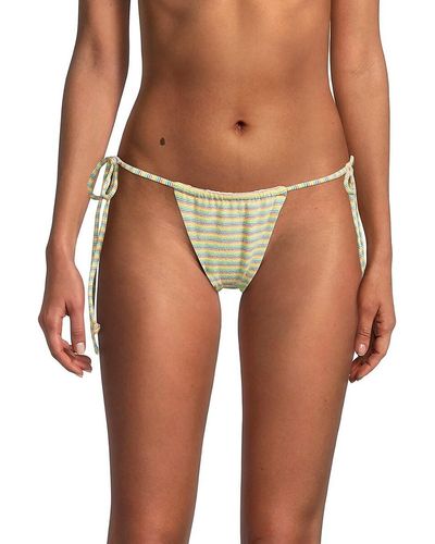 Frankie's Bikinis Tia Striped Tie Bikini Bottom - Brown