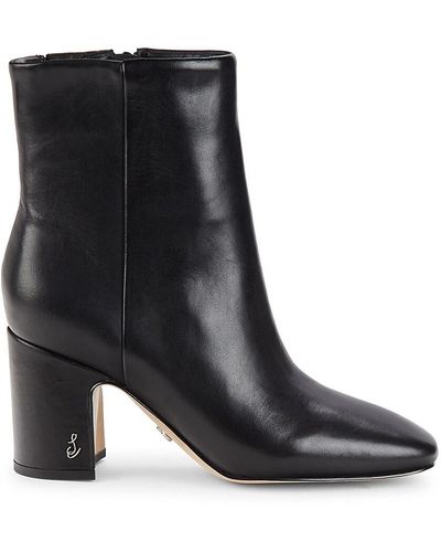 Sam Edelman Fawn Leather Ankle Boots - Black