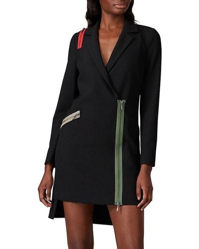 Nicole Miller Asymmetric Zip Blazer Dress - Black