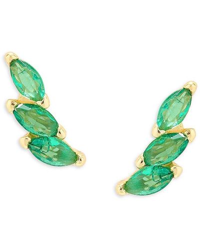 Shashi Baby Isabella 14k Goldplated Sterling Silver & Emerald Stud Earrings - Green