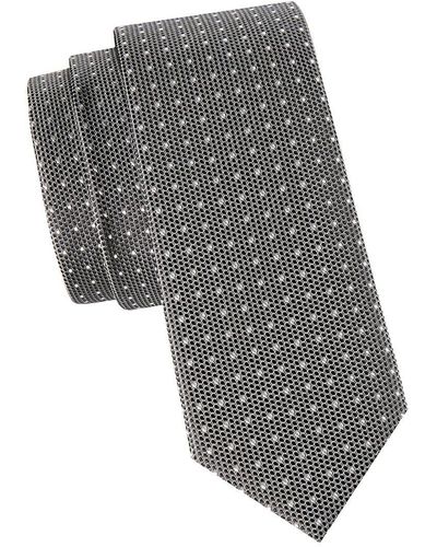 BOSS Dot Print Silk Tie - Gray
