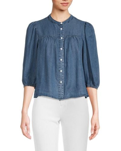 Saks Fifth Avenue Saks Fifth Avenue Solid Button Down Blouse - White