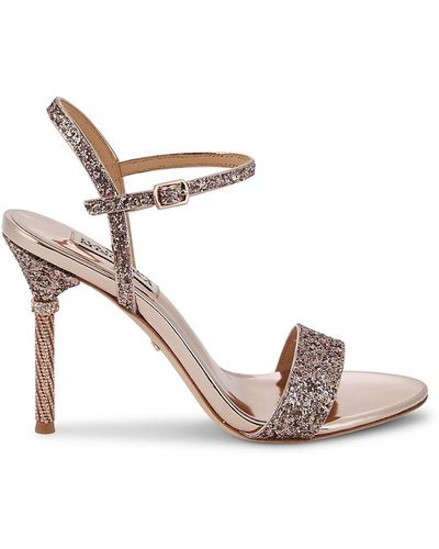 Badgley Mischka Olympia Glitter Heeled Sandals - White