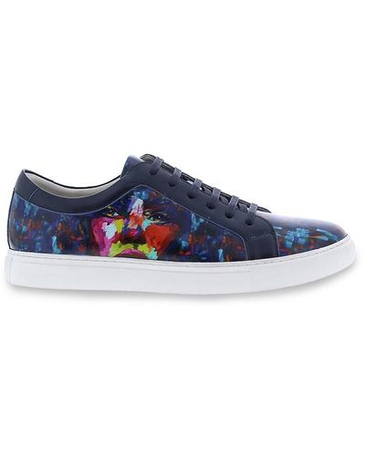 Robert Graham Greatwhite Paint Leather Trainers - Blue