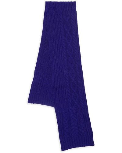 Saks Fifth Avenue Cable Knit Wool-blend Scarf - Blue