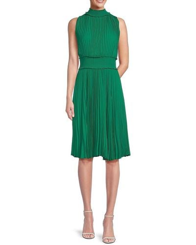 Nanette Lepore Accordian Pleated Dress - Green