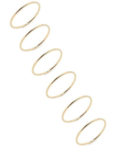 Shashi 6-piece Classique 14k Goldplated Sterling Silver Ring Set - White