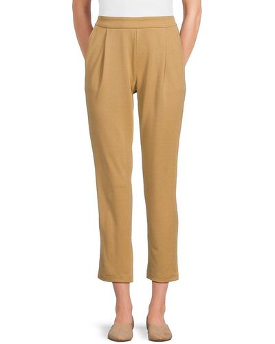 Adrienne Landau Solid Cropped Trousers - Natural