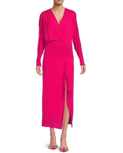 Jonathan Simkhai Ellie Ruched Midi Faux Wrap Dress - Pink