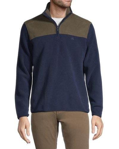 Brooks Brothers Colorblock Polar Fleece Zip-up Pullover - Blue