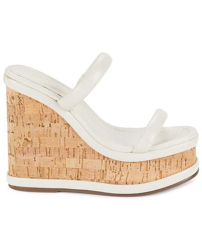 SCHUTZ SHOES Ully Leather Wedge Sandals - White