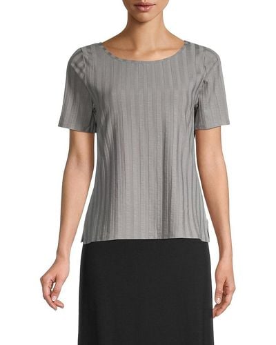 Eileen Fisher Ribbed Short-sleeve Top - Grey