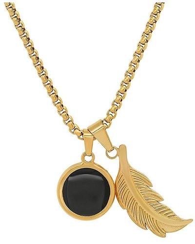 Anthony Jacobs 18K Goldplated Stainless Steel & Onyx Pendant Necklace - Metallic