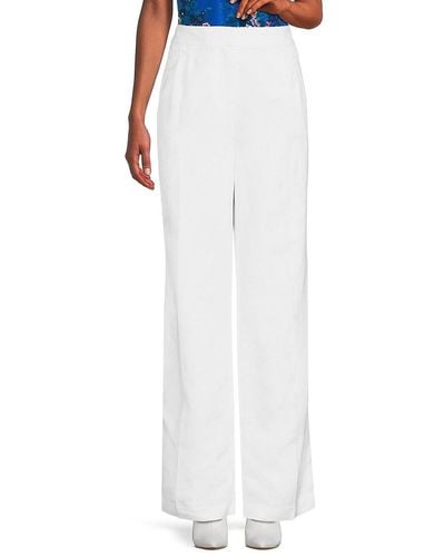 Calvin Klein Linen Blend Wide Leg Trousers - White