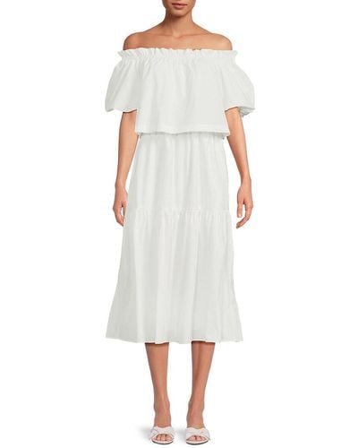 Amanda Uprichard Mirella Off Shoulder Midi Dress - White
