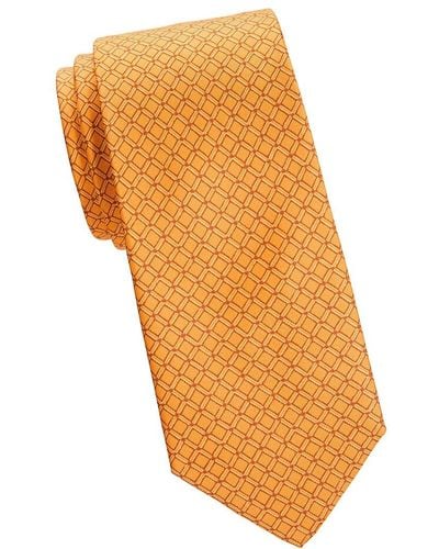 Brioni Geometric Silk Tie - Orange