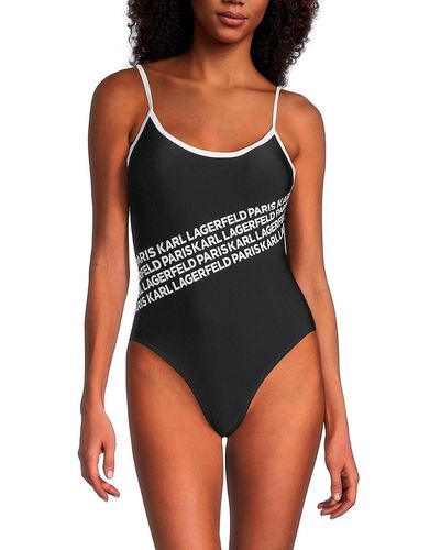 Karl Lagerfeld Logo One-Piece Swimsuit - Black