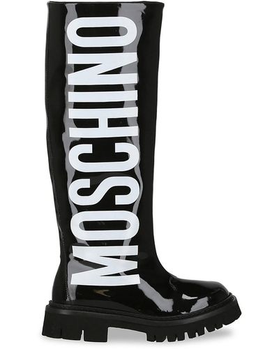 Moschino Logo Rain Boots - Black