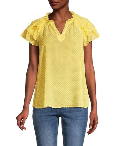 Nanette Lepore Puff-sleeve Woven Top - Yellow