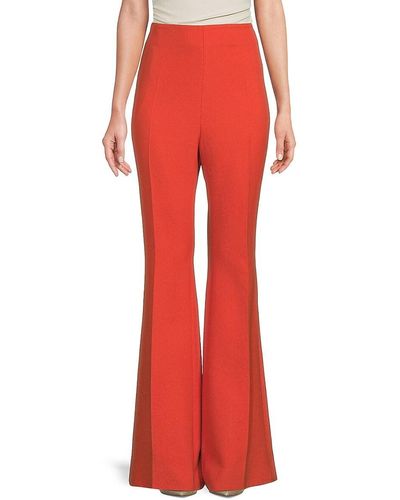 Akris Flat Front Wool Flare Trousers - Red