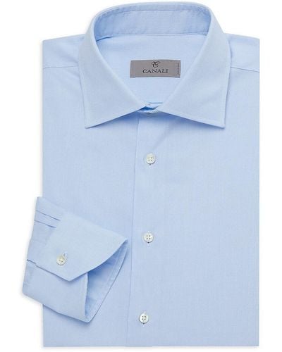 Canali Modern Fit Solid Dress Shirt - Blue