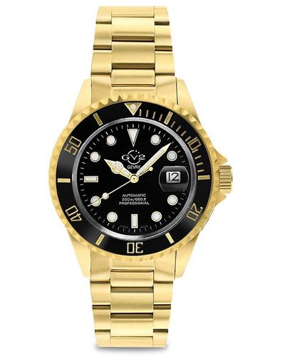 Gv2 Liguria Swiss Automatic Goldtone Stainless Steel Diver Watch - Black