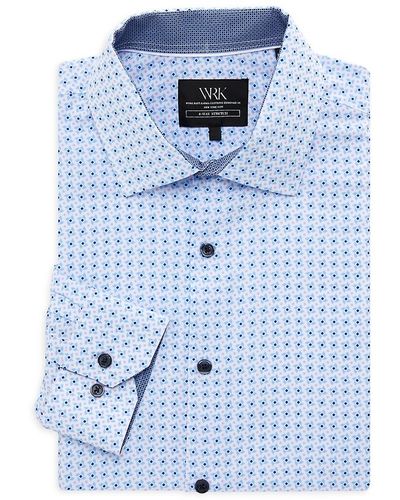 W.r.k. Geometric Print Dress Shirt - Blue