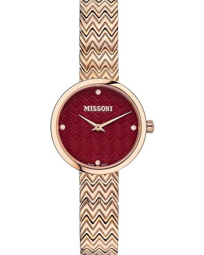 Missoni 29mm Rose Goldtone Stainless Steel Bracelet Watch - Red