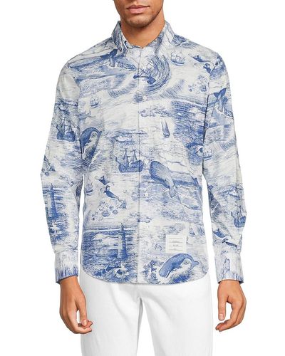 Thom Browne Nautical Print Shirt - Blue