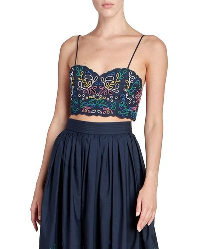 Chloé Embroidered Crop Top - Blue
