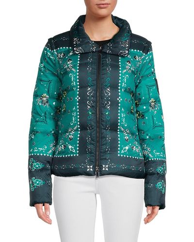 Pinko Mircus Handkerchief Print Puffer Jacket - Green