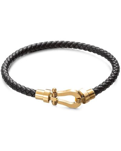 Eye Candy LA Luxe Sebastian 18k Goldplated & Leather Bracelet - Black