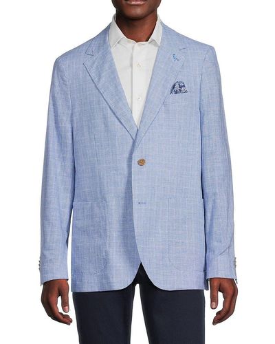 Tailorbyrd Checked Linen Blend Sportcoat - Blue